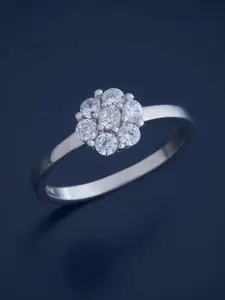 Kushal's Fashion Jewellery Sterling Silver Cubic Zirconia Rhodium-Plated Finger Ring