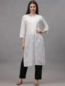 Seva Chikan Ethnic Motifs Embroidered Chikankari Straight Kurta