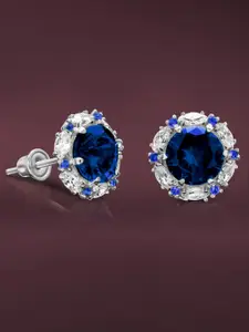 Peora Silver Plated Cubic Zirconia Contemporary Studs