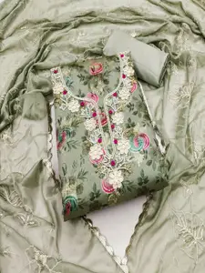 ASISA Floral Embroidered Beads & Stones Organza Unstitched Dress Material