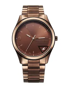 Fastrack Men Brass Dial & Bracelet Style Straps Analogue Watch 3317QM02