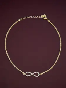 Kushal's Fashion Jewellery  Sterling Silver Artificial Stones Gold-Plated Anklet