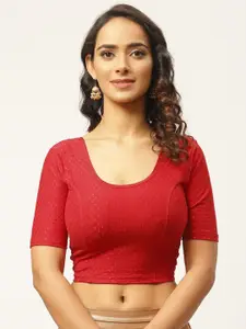 Fressia Fabrics Round Neck Readymade Saree Blouse