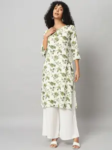 Sa Rasa Floral Printed Keyhole Neck Straight Kurta