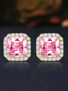 Peora Gold Plated Cubic Zirconia Contemporary Studs