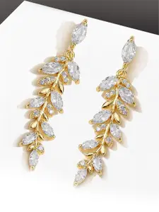 Peora Gold Plated Cubic Zirconia Contemporary Drop Earrings