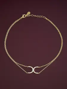Kushal's Fashion Jewellery  Sterling Silver Artificial Stones Gold-Plated Anklet