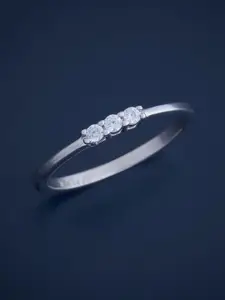 Kushal's Fashion Jewellery  Sterling Silver Rhodium-Plated Cubic Zirconia Finger Ring