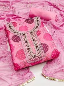 KIMISHA Floral Embellished Sequinned Organza Unstitched Dress Material