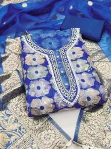 ASISA Floral Embroidered Beads and Stones Organza Unstitched Dress Material