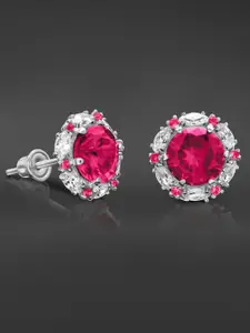 Peora Silver Plated Cubic Zirconia Contemporary Studs