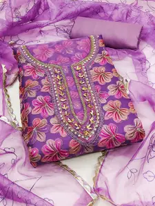 ASISA Floral Embroidered Beads and Stones Organza Unstitched Dress Material