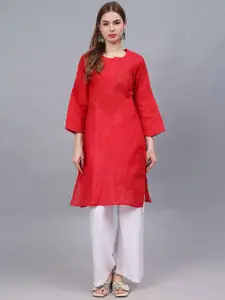 Seva Chikan Ethnic Motifs Embroidered Chikankari Straight Kurta