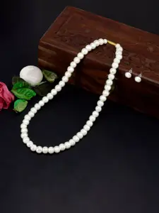 PRIVIU Beaded Brass Necklace and Earrings