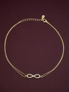 Kushal's Fashion Jewellery  Sterling Silver Artificial Stones Gold-Plated Anklet