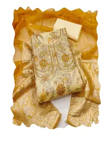 ASISA Floral Embroidered Beads & Stones Art Silk Unstitched Dress Material