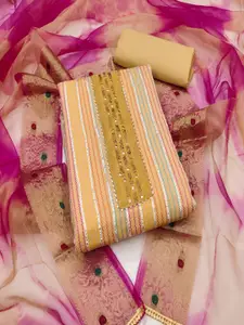 ASISA Striped Banarasi Silk Unstitched Dress Material