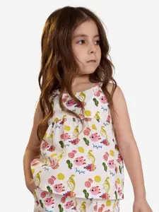 The Souled Store Girls Little Fishy Printed Cotton Top