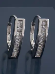 Kushal's Fashion Jewellery  Sterling Silver Cubic Zirconia Rhodium-Plated Hoop Earrings
