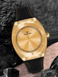 Franktime Men Brass Dial & Leather Straps Analogue Watch FT-0007 G