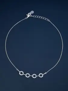 Kushal's Fashion Jewellery  Sterling Silver Artificial Stones Rhodium-Plated Anklet
