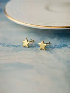 MANNASH 92.5 Sterling Silver Gold Plated Contemporary Studs