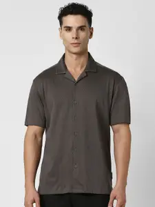 V Dot Men Solid Printed Cotton Party Shirt