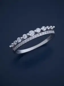 Kushal's Fashion Jewellery Sterling Silver Cubic Zirconia Rhodium-Plated Finger Ring