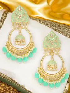 Anouk Dome Shaped Kundan & Pearl Studded Jhumkas