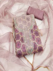 ASISA Geometric Printed Beads and Stones Unstitched Dress Material