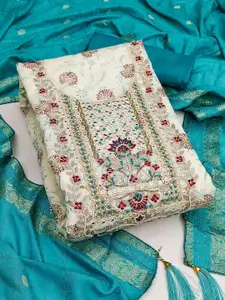 Maroosh Floral Embellished Beads and Stones Unstitched Dress Material