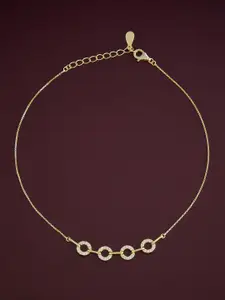 Kushal's Fashion Jewellery  Sterling Silver Artificial Stones Gold-Plated Anklet