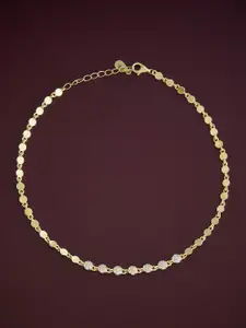 Kushal's Fashion Jewellery  Sterling Silver Artificial Stones Gold-Plated Anklet