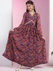 FASHION DREAM Girls Printed Fit & Flare Maxi Ethnic Dress