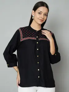 all about you Embroidered Shirt Style Top