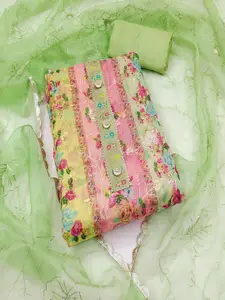 ASISA Floral Embroidered Beads and Stones Organza Unstitched Dress Material