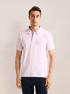 U.S. Polo Assn. Men Solid Polo Collar Pure Cotton Slim Fit T-shirt