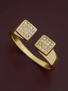 Kushal's Fashion Jewellery Sterling Silver Cubic Zirconia Gold-Plated Finger Ring