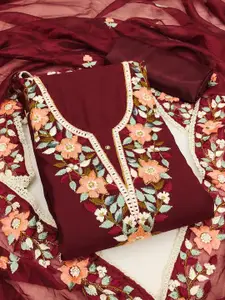 Maroosh Floral Embroidered Unstitched Dress Material