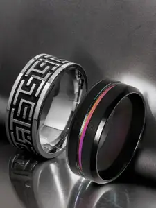 fabula Men Set Of 2 Stainless Steel Band Finger Rings