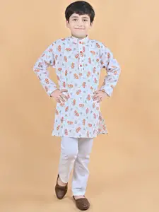 BT DEZINES Boys Floral Printed Straight Kurta with Pyjamas