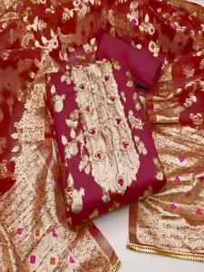 ASISA Floral Embroidered Beads & Stones Organza Unstitched Dress Material