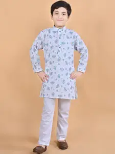 BT DEZINES Boys Floral Printed Straight Kurta with Pyjamas