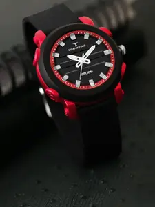 Franktime Men Brass Patterned Dial & Straps Analogue Watch FT-0060 RD