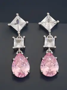 Kushal's Fashion Jewellery Sterling Silver Cubic Zirconia Rhodium-Plated Drop Earrings