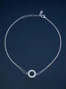 Kushal's Fashion Jewellery  Sterling Silver Artificial Stones Rhodium-Plated Anklet