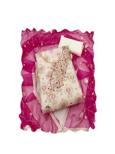 ASISA Floral Embroidered Beads and Stones Unstitched Dress Material