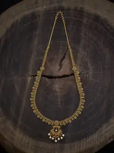 Kushal's Fashion Jewellery Gold-Plated Stones Studded Antique Necklace