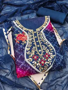 ASISA Geometric Embroidered Beads & Stones Organza Unstitched Dress Material