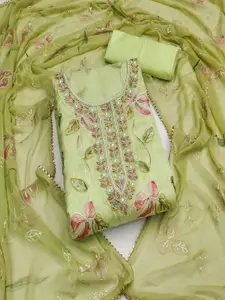 ASISA Floral Embroidered Beads and Stones Organza Unstitched Dress Material